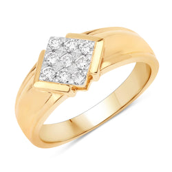 0.38 Carat Genuine White Diamond 14K Yellow Gold Ring (F-G Color, SI Clarity)