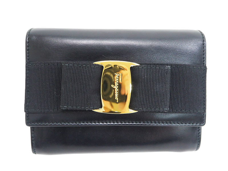 Salvatore Ferragamo Vala Ribbon Chain Shoulder Bag Black