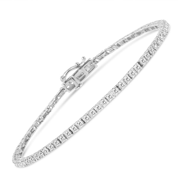 .925 Sterling Silver 2.0 Cttw Diamond Classic Link Tennis Bracelet (I-J Color, I2-I3 Clarity) - 7-1/4"