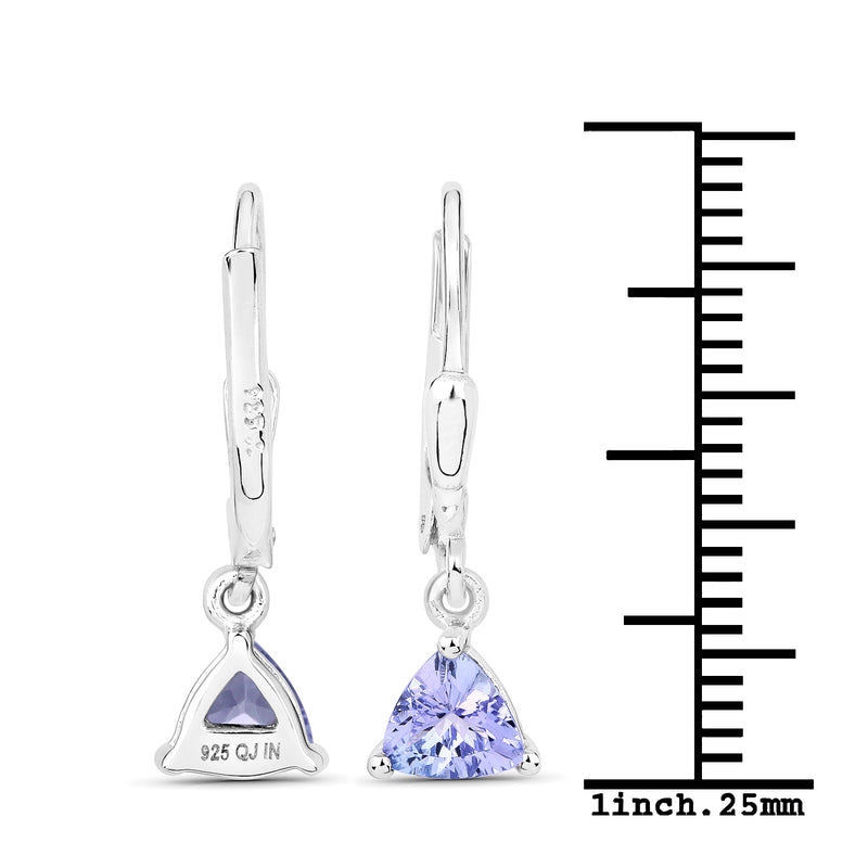 0.86 Carat Genuine Tanzanite .925 Sterling Silver Earrings