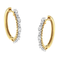 Yellow Gold Plated Sterling Silver Diamond Hoop Earrings (1 cttw, J-K Color, I2-I3 Clarity)