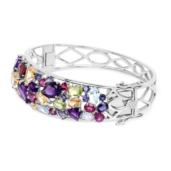 19.62 Carat Genuine Multi Stone .925 Sterling Silver Bangle