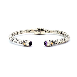 Amethyst Bangle Bracelet Sterling Silver 18KT Gold