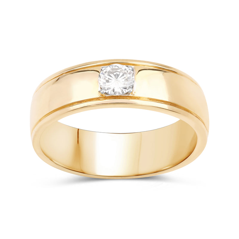 0.32 Carat Genuine White Diamond 14K Yellow Gold Ring (F-G Color, SI Clarity)