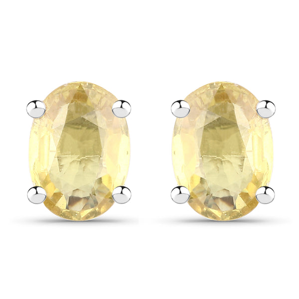 2.00 Carat Genuine Yellow Sapphire .925 Sterling Silver Earrings