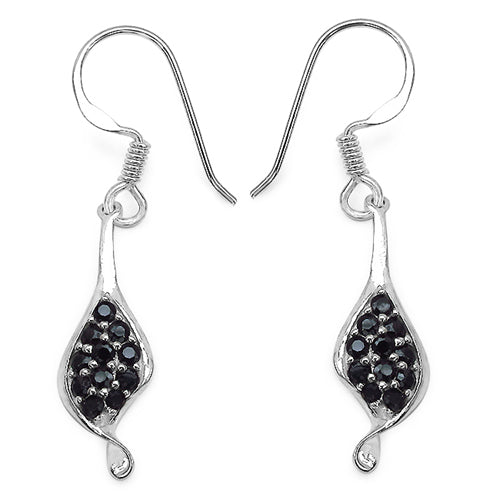 0.87 Carat Genuine Black Spinel .925 Sterling Silver Earrings