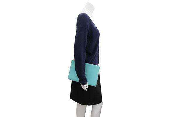 Tiffany Clutch Bag Blue Leather Womens Mens