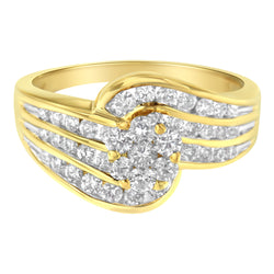 14K Yellow Gold Diamond Cocktail Bypass Ring (1 1/2 Cttw, H-I Color, SI2-I1 Clarity) - Size 7