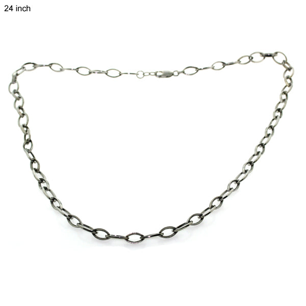 Simple Interlock Chain Necklace 925 Sterling Silver Jewelry