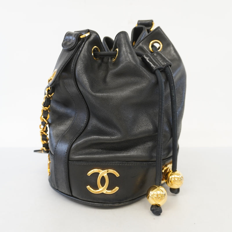 Auth Chanel Triple Coco Shoulder Bag Womens Leather Shoulder Bag Black
