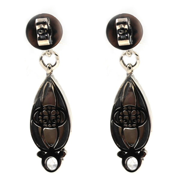 925 Sterling Silver Women Chandeliers Earring Brazilian Amethyst Black Mother of Pearl