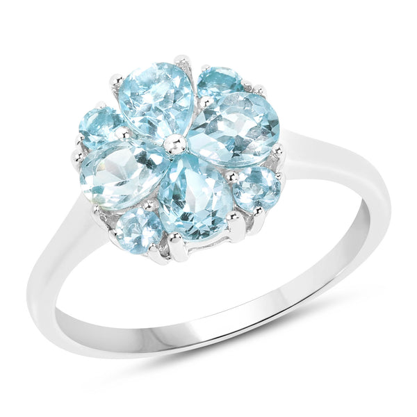 1.70 Carat Genuine Blue Topaz .925 Sterling Silver Ring