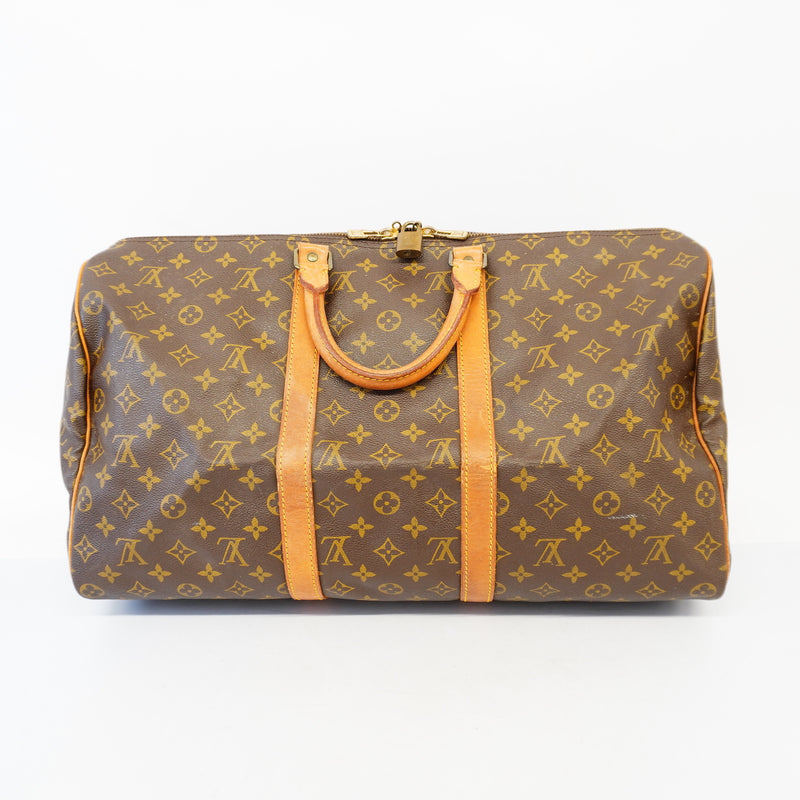 Auth Louis Vuitton Monogram Keepol 50 M41426 MenWomenUnisex Boston Bag