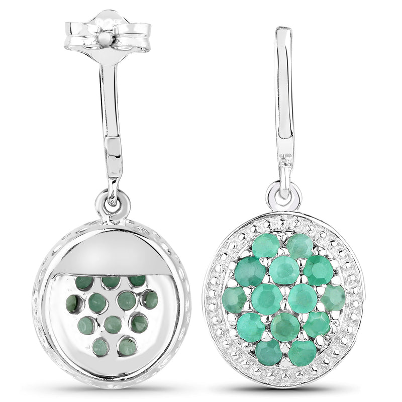 0.84 Carat Genuine Emerald .925 Sterling Silver Earrings