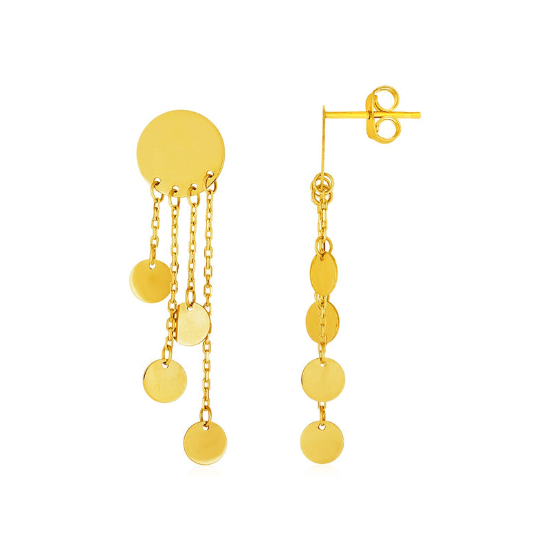 14k Yellow Gold Post Earrings with Polished Round Dangles