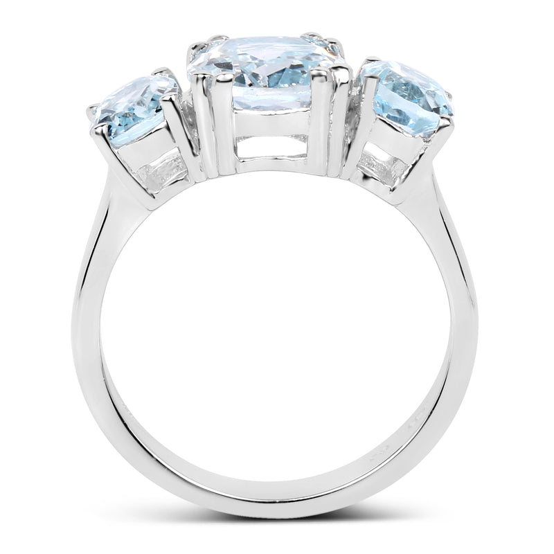 4.45 Carat Genuine  Blue Topaz .925 Sterling Silver Ring