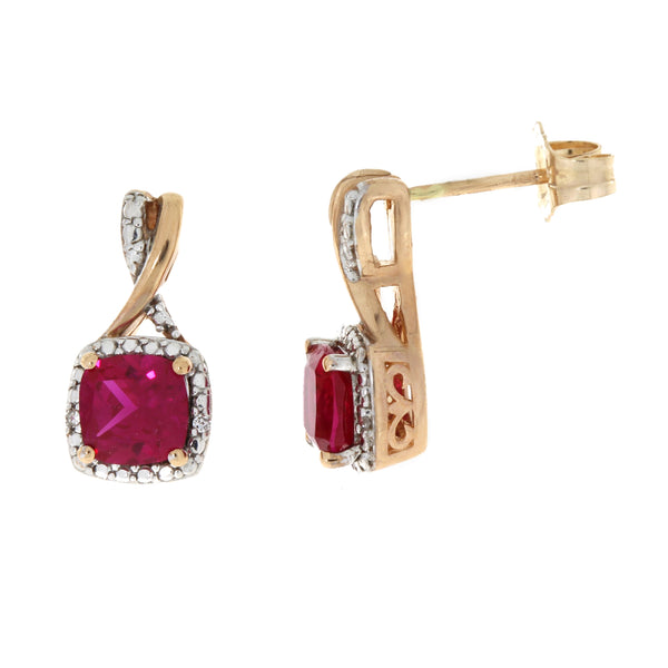 .87ct Created Ruby Diamond Earrings 10KT Rose Gold