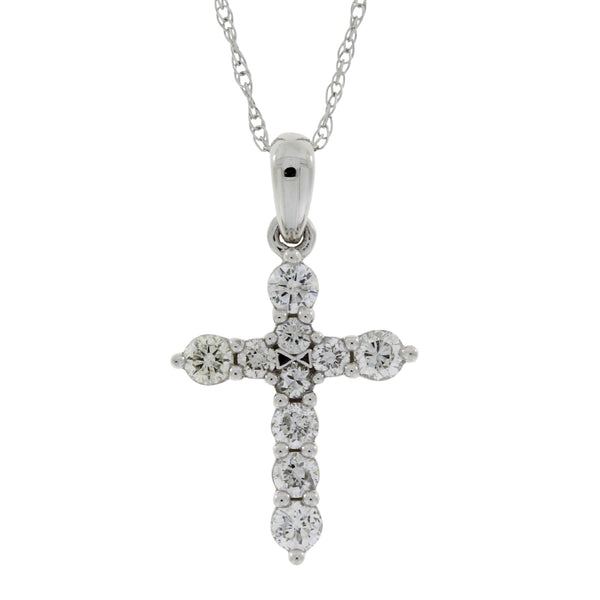 .33ct Diamond Cross Religious Pendant 14KT White Gold