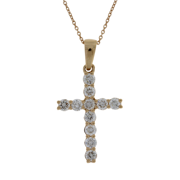 .56ct Diamond Cross Religious Pendant 14KT Rose Gold