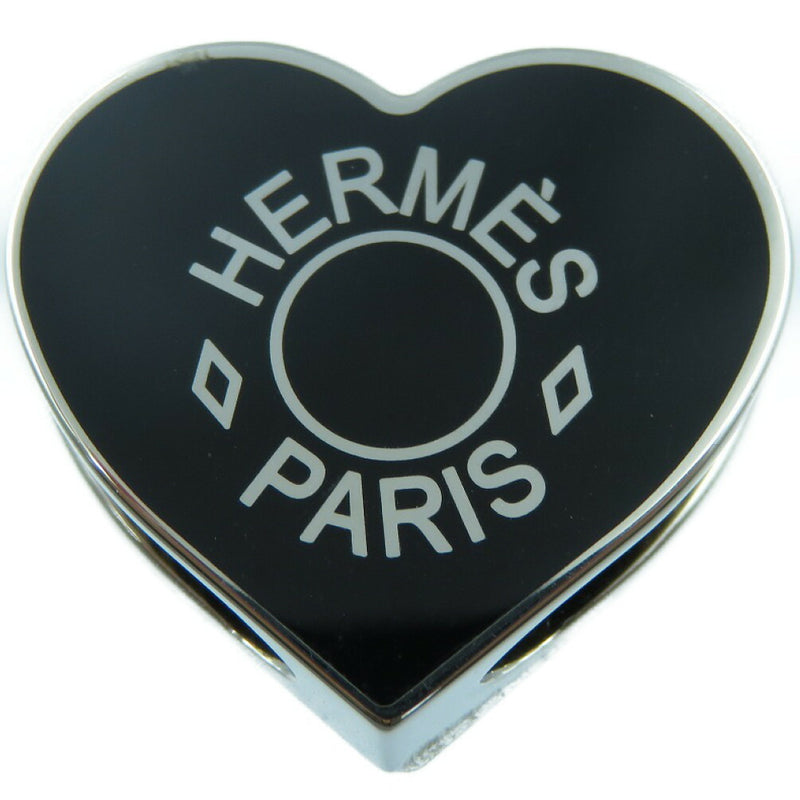 Hermes Mini Coo Black Silver Scarf Ring Heart 0065 HERMES