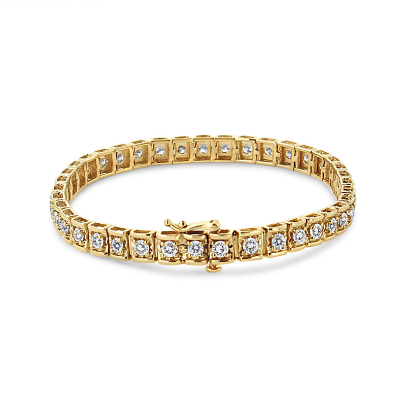 10K Yellow Gold 4.00 Cttw Round-Cut Diamond Link 7.25" Bracelet (K-L Color, I1-I2 Clarity)