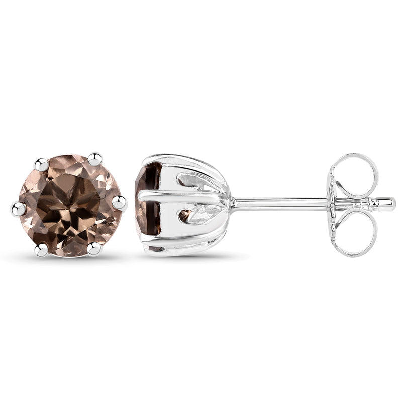 0.74 Carat Genuine Smoky Quartz .925 Sterling Silver Earrings