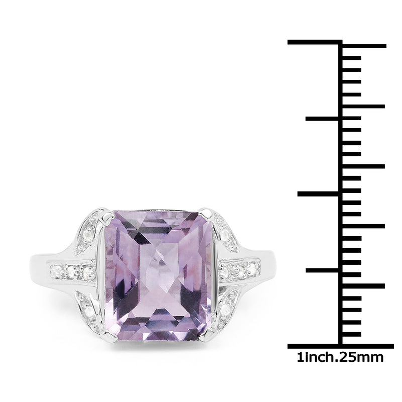 3.90 Carat Genuine Amethyst & White Topaz .925 Sterling Silver Ring