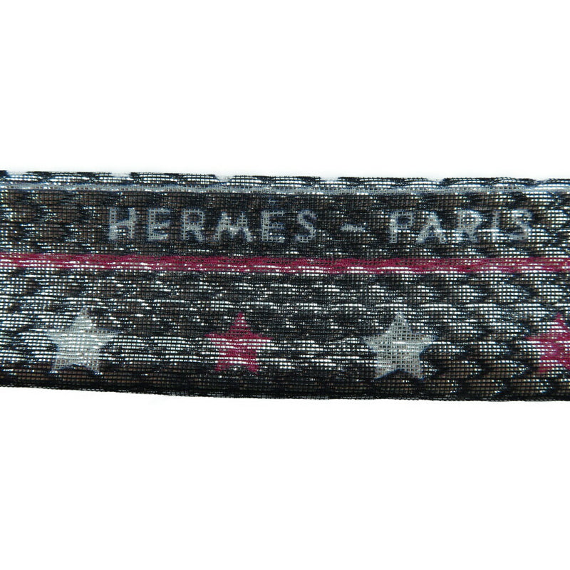 Hermes Twiron Silk Scarf 053147s 28 Blue Noir Fuchsia Metallic 0033HERMES