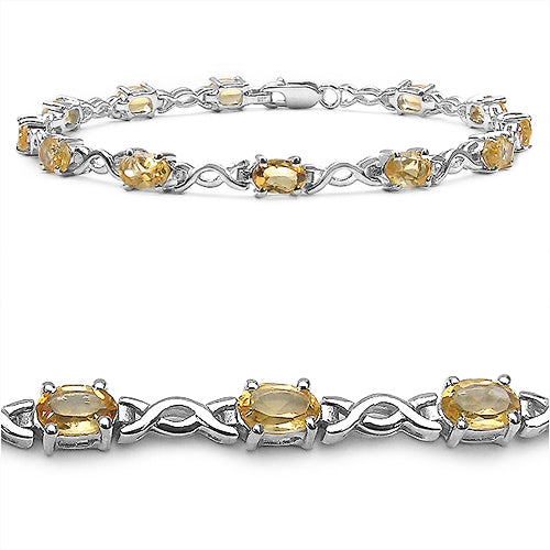 5.40 Carat Genuine Citrine .925 Sterling Silver Bracelet