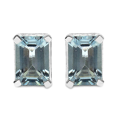 1.04 Carat Genuine Aquamarine .925 Sterling Silver Earrings