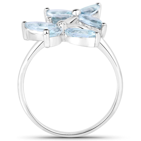 1.54 Carat Genuine Aquamarine .925 Sterling Silver Ring