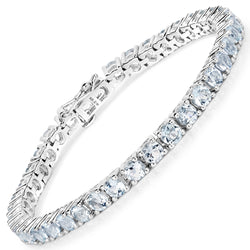 8.58 Carat Genuine Aquamarine .925 Sterling Silver Bracelet