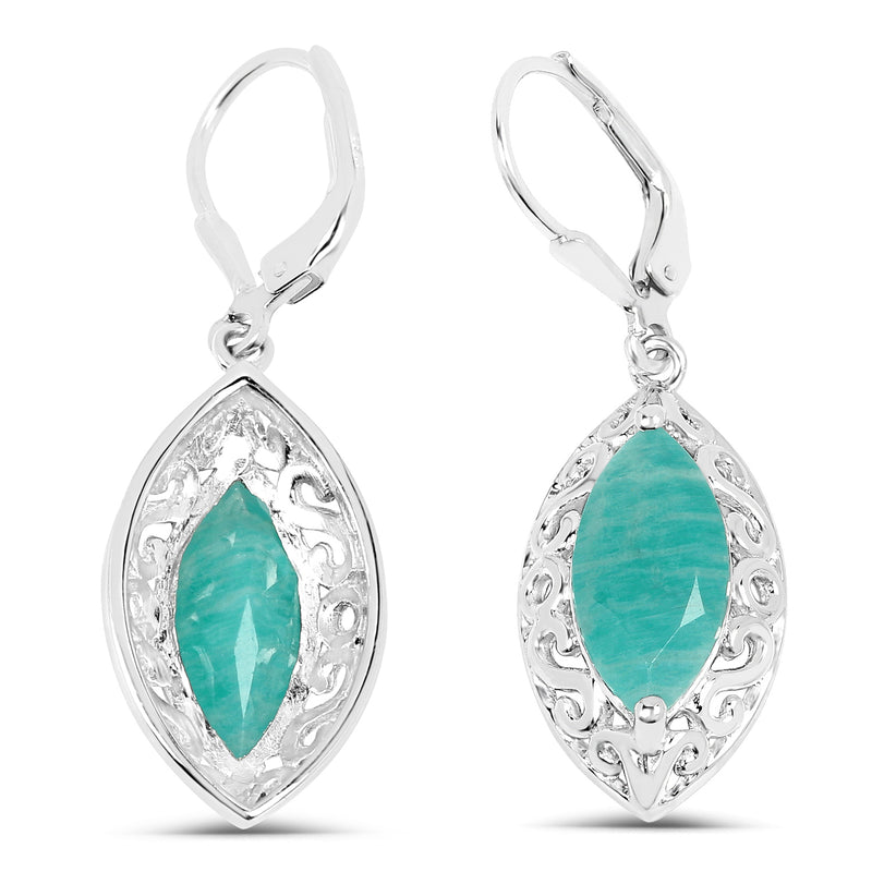 5.09 Carat Genuine Amazonite .925 Sterling Silver Earrings