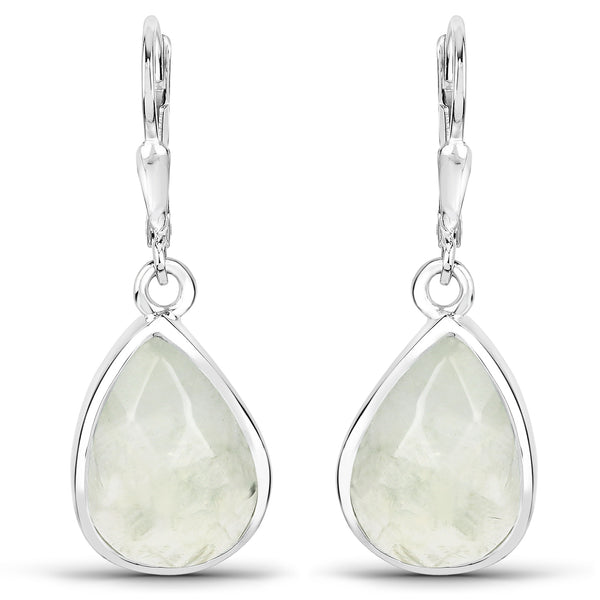 8.90 Carat Genuine Prehnite .925 Sterling Silver Earrings