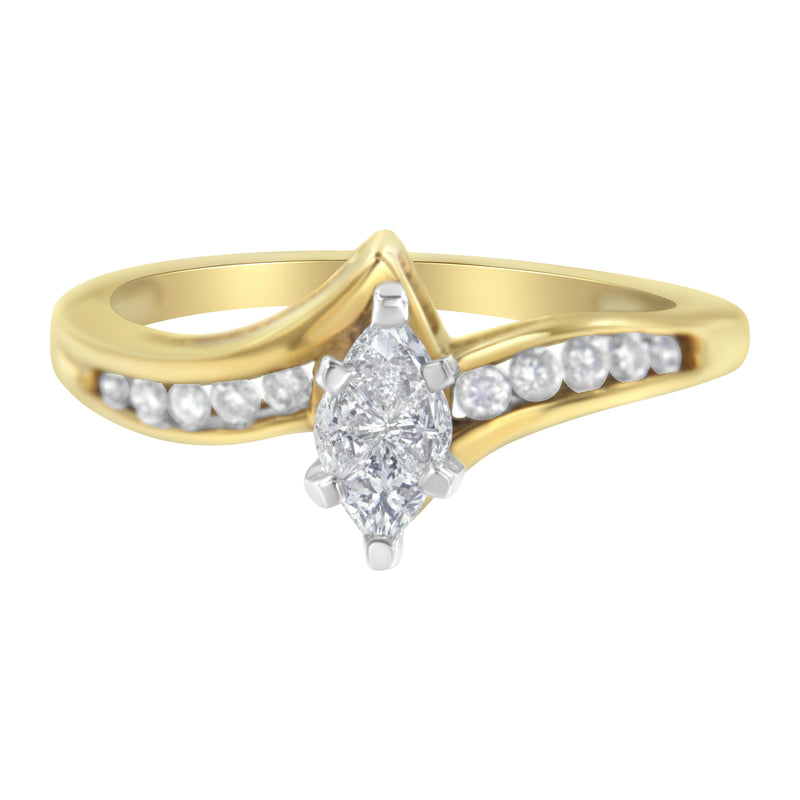 14K Two Tone Gold 1/2ct TDW Pie and Round cut Diamond Cocktail Ring (H-ISI2-I1)