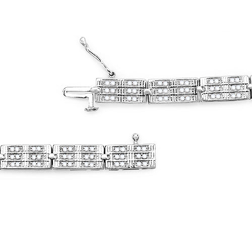 1.16 Carat Genuine White Diamond 14K White Gold Plated .925 Sterling Silver Bracelet