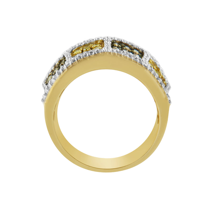 14KT Yellow Gold Champagne, Yellow and Round Diamond Band Ring (1 1/2 cttw, H-I Color, I1-I2 Clarity)