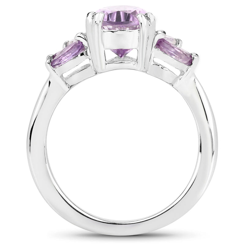 "3.20 Carat Genuine Pink Amethyst, Amethyst and White Topaz .925 Sterling Silver Ring