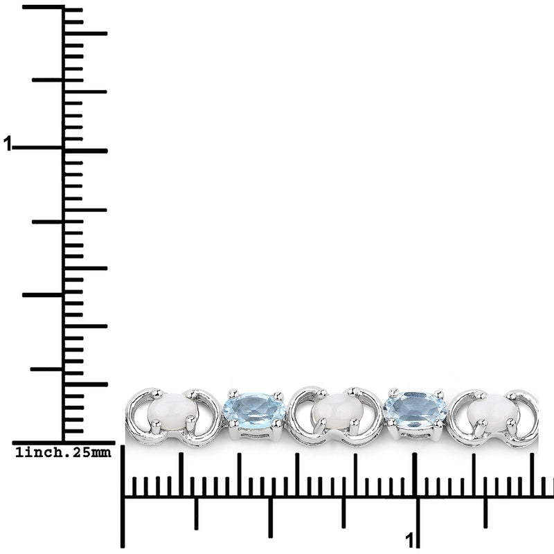 4.81 Carat Genuine Blue Topaz and Opal .925 Sterling Silver Bracelet