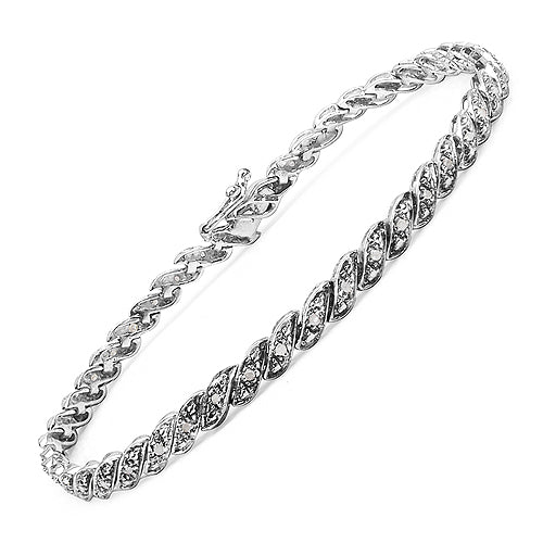 0.32 Carat Genuine White Diamond .925 Sterling Silver Bracelet