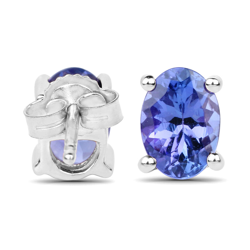 1.24 Carat Genuine Tanzanite 14K White Gold Earrings