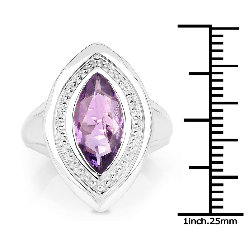 2.00 Carat Genuine Amethyst .925 Sterling Silver Ring