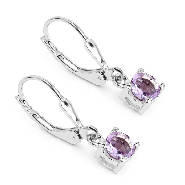 1.00 Carat Genuine Pink Amethyst .925 Sterling Silver Earrings