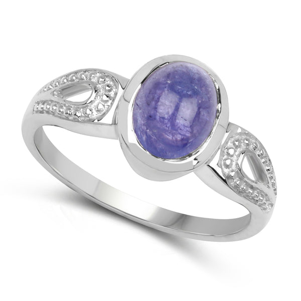 1.70 Carat Genuine Tanzanite .925 Sterling Silver Ring