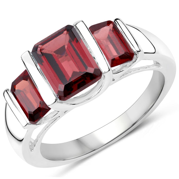 3.45 Carat Genuine Garnet .925 Sterling Silver Ring