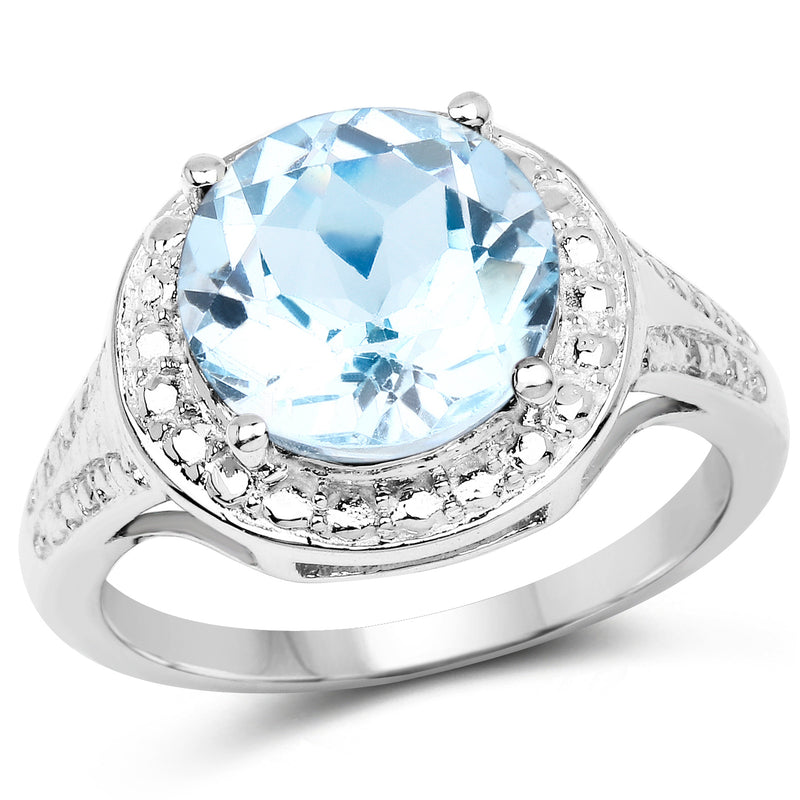 4.00 Carat Genuine Blue Topaz .925 Sterling Silver Ring