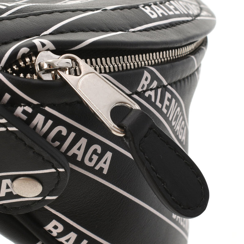 BALENCIAGA print waist bag black / white 565510 unisex leather body