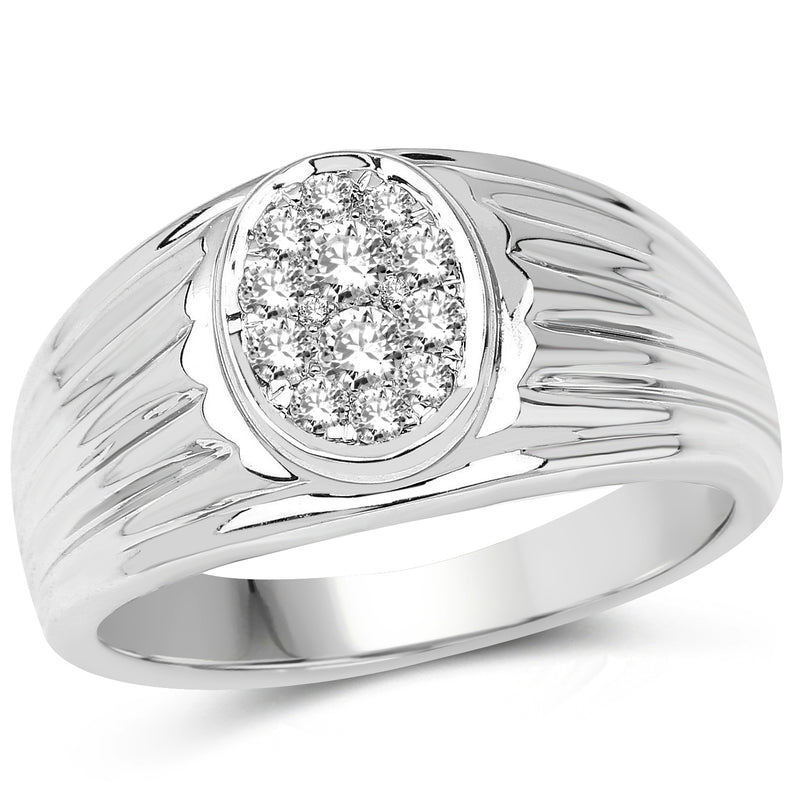 0.45 Carat Genuine White Diamond 14K White Gold Ring (E-F Color, SI Clarity)