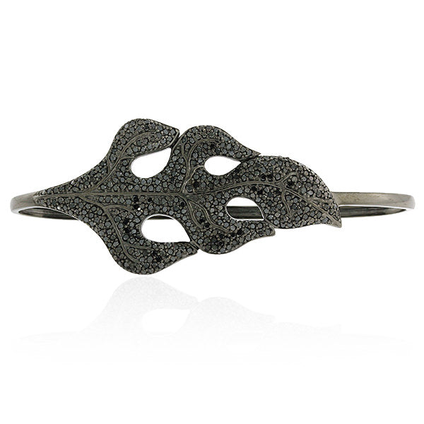 2.83 ct Pave Diamond Leaf Style Palm Bracelet 925 Sterling Silver Women Jewelry