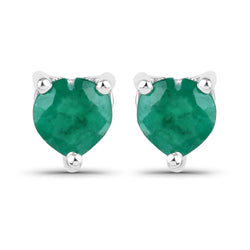 0.90 Carat Genuine Zambian Emerald 14K White Gold Earrings